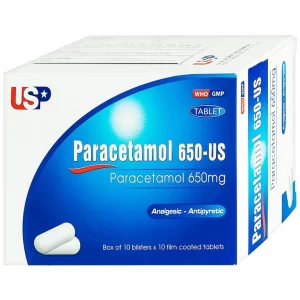 Viên nén Paracetamol 650-US giảm đau, hạ sốt, giảm chứng nhức đầu, đau răng