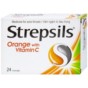 Viên ngậm Strepsils Orange with Vitamin C Reckitt Benckiser điều trị đau họng