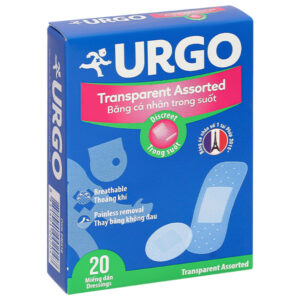 Băng cá nhân trong suốt Urgo Transparent Assorted bảo vệ các vết thương nhỏ, vết trầy xước, rách da